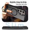 For Samsung Galaxy S23 Ultra 5G Frosted Holder PC Hybrid TPU MagSafe Phone Case(Black)