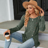 Autumn And Winter Round Neck Button Split Loose Long-Sleeved T-Shirt Top, Size: L(Green)