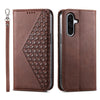 For Samsung Galaxy A26 5G Cubic Grid Calf Texture Magnetic Leather Phone Case(Brown)