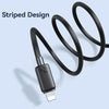 USAMS US-SJ692 USB-C / Type-C to 8 Pin 30W Striped Fast Charge Data Cable, Length:1m(Pink)