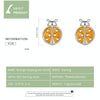 S925 Sterling Silver Orange Ladybug Ear Studs Women Earrings
