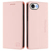 For iPhone SE 2024 RC01 Dual-Folded Magnetic Suction RFID Leather Phone Case(Pink)