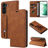 For Samsung Galaxy S23 5G Wristband Magnetic Leather Phone Case(Brown)