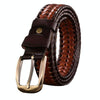 Wide Edition Hand Woven Lacquered Genuine Leather Waistband for Men, Belt Length:115cm(Double Color)