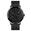 SKMEI 9204 Fashion Skeleton Rotating Dial Waterproof Business Mesh Belt Quartz Watch Men Watch(Black)