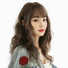 Women's Wool Long Hair With Bangs Natural Fluffy Wig, Color:Haze Blue (Black On Top) 54CM
