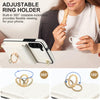 For Samsung Galaxy S22 5G Ring Holder RFID Card Slot Phone Case with Long Lanyard(Beige)