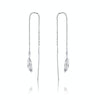 Feather Ear Line Sterling Silver Long Earrings Platinum Plated Simple Girl Earrings