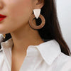 Rattan Wooden Vintage Handmade Dangle Earrings(White)