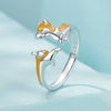 S925 Sterling Silver Platinum-plated Cute Naughty Corgi Pet Adjustable Open Ring(SCR1014-E)