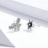 Butterfly Flower Sterling Silver Earrings Personalized Earrings Zircon Earrings