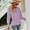Autumn and Winter Women Sweater Waist Lantern Sleeve Knitted Top, Size: L(Beige)