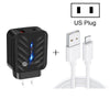 PD03 20W PD3.0 + QC3.0 USB Charger with USB to 8 Pin Data Cable, US Plug(White)