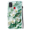 For Samsung Galaxy A21s Crystal Texture Colored Drawing Leather Phone Case(Jade Flowers)