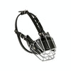 Steel Cage Style Dog Basket Wire Muzzle Protective Snout Cover with Leather Strap, Size: M(Black)