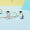 S925 Sterling Silver Platinum-plated Happy Bear Heart DIY Beads(SCC2838)