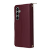 For Samsung Galaxy S24+ 5G Nine-card Slots Zipper Wallet Bag Leather Phone Case(Wine Red)