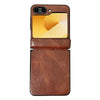 For Samsung Galaxy Z Flip6 Integrated Magnetic Axis Crazy Horse Texture Phone Case(Brown)
