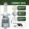 2pcs H4 18W 1800LM 6000K Waterproof IP68 Car Auto LED Headlight with 2 COB LED Lamps, DC 9-36V(White Light)