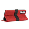 For Samsung Galaxy S21+ 5G Grid Stitching Leather Phone Case with Lanyard(Red)