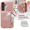 For Samsung Galaxy S24 FE 5G Crossbody Lanyard Zipper Wallet Leather Phone Case(Rose Gold)