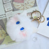 3pcs Blush Cat Plush Pendant Cute Schoolbag Keychain, Size: 8cm(Blue Eyes)