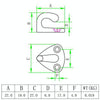 316 Stainless Steel Yacht Fender Hook Coat Hook with 2 x 2.9x13 Screws