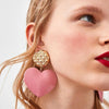 Peach Heart Earrings Retro Series Acrylic Stud Earrings for Women(Skin Pink)