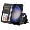 For Samsung Galaxy S25+ 5G ENKAY Card Wallet Calf Texture Leather Phone Case with Screen Film(Black)
