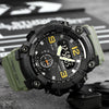 SKMEI 1965 Stainless Steel Buckle PU Strap Waterproof Electronic Watch(Army Green Camouflage)