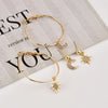4 Pairs Ladies Crystal Earrings Stars The Moon Ear Ring Suit(Gold)
