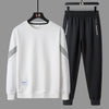 FLQS188 Spring and Autumn Round Collar Pullover Sweatshirt Set Men Casual Sports Clothes, Size: 3XL(White)