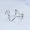 BSR314 Sterling Silver S925 Simple Geometric Wavy White Gold Plated Zircon Ring(No.8)