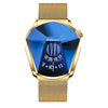 BINBOND 01 Men Locomotive Concept Diamond Dial Quartz Watch(Gold Net Full Gold Blue Surface)