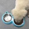 Stainless Steel Double Pet Bowl - Blue - Cat & Dog