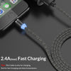 2 in 1 USB to 8 Pin + Micro USB Magnetic Metal Interface Nylon Braided Charging Cable, Length: 1m(Black)