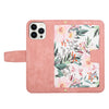 For iPhone 15 Pro Max Floral Pattern Leather Phone Case with Lanyard(Pink)