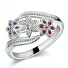 Tricolor Flower Fashion Color Tail Diamond Ring(9)