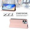 For iPhone 12 / 12 Pro RC01 Dual-Folded Magnetic Suction RFID Leather Phone Case(Pink)
