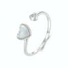 S925 Sterling Silver Platinum-plated White Shell Love Adjustable Open Ring(BSR520-E)