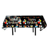 137x183cm Happy Birthday PET Aluminum Film Tablecloths Disposable Waterproof Party Decorative Table Cloth, Style: English Black Balloon