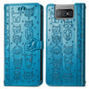 For Asus Zenfone 8 Flip Lovely Cat and Dog Embossing Pattern Horizontal Flip Leather Case , with Holder & Card Slots & Wallet & Cartoon Clasp & Lanyard(Blue)
