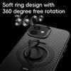 For iPhone 12 / 12 Pro Carbon Fiber MagSafe Phone Case with 360 Degree Rotating Holder(Black Gold)