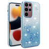 For Samsung Galaxy S22 Ultra 5G Gradient Glitter Flower All-inclusive Phone Case(Blue)