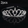 2pcs Little Girl Crown Hair Band Alloy Hair Ornaments Rhinestone Headdress(Model F)