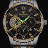 FNGEEN 2166 Men Three-eye Hollow Quartz Watch Student Sports Electronic Watch(Between Gold Black Surface)