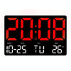 Large Display Led Digital Clock 5 Modes Brightness Adjustable Temperature Mute Electronic Clock(Red Double Color)