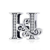 BSC030 26 Letters DIY Bracelet Beaded Accessories Zircon Silver Beads, Style: H