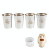 4 PCS / Set Outdoor Picnic Stainless Steel Cup With Storage Bag+Silicone Holder (White)