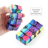 3 PCS Unlimited Magics Cube Colorful UV Printing Pocket Magic Cube Variety Folding Fingertip Magic Cube Decompression Toy(No.168-8-35 Colored Cracks)